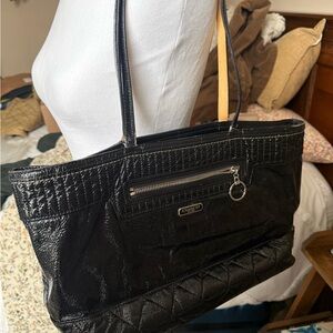 Coach Poppy Black Quilted Leather Tote Bag